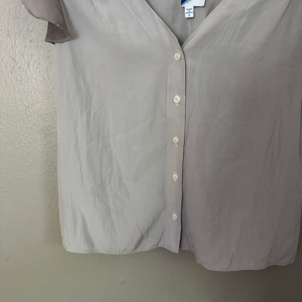 Koch Grey Ruffle Detaill Button Front Blouse Size… - image 2